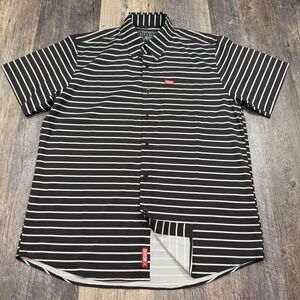 Dixxon Flannel Co Mens Fast Lane Button Up Party Shirt Large Black White Stripe